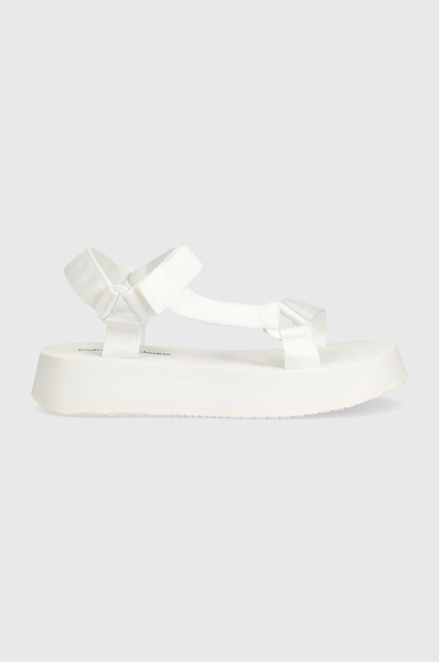 Σανδάλια Calvin Klein Jeans SANDAL VELCRO WEBBING DC SANDAL VELCRO WEBBING DC χρώμα: άσπρο, YW0YW01353 YW0YW01353 φωτογραφία