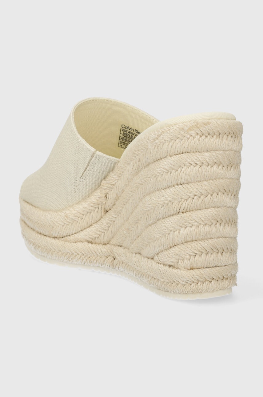 Παντόφλες Calvin Klein Jeans SLIDE WEDGE ROPE SANDAL ML BTW SLIDE WEDGE ROPE SANDAL ML BTW χρώμα: μπεζ YW0YW01356 φωτογραφία