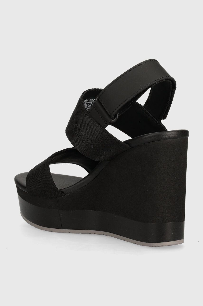 Sandale Calvin Klein Jeans WEDGE SANDAL WEBBING IN MR Boja: Crna, YW0YW01360