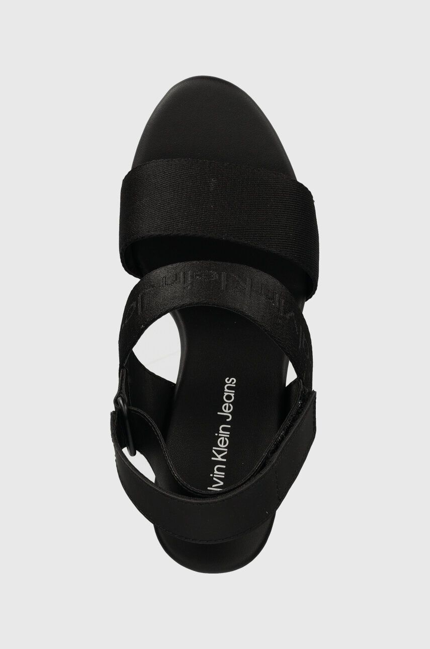 Sandale Calvin Klein Jeans WEDGE SANDAL WEBBING IN MR Boja: Crna, YW0YW01360