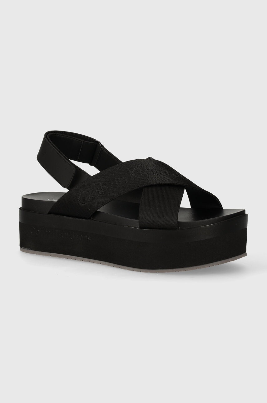 

Сандали Calvin Klein Jeans FLATFORM SANDAL SLING IN MR в черно с платформа YW0YW01362, Черен