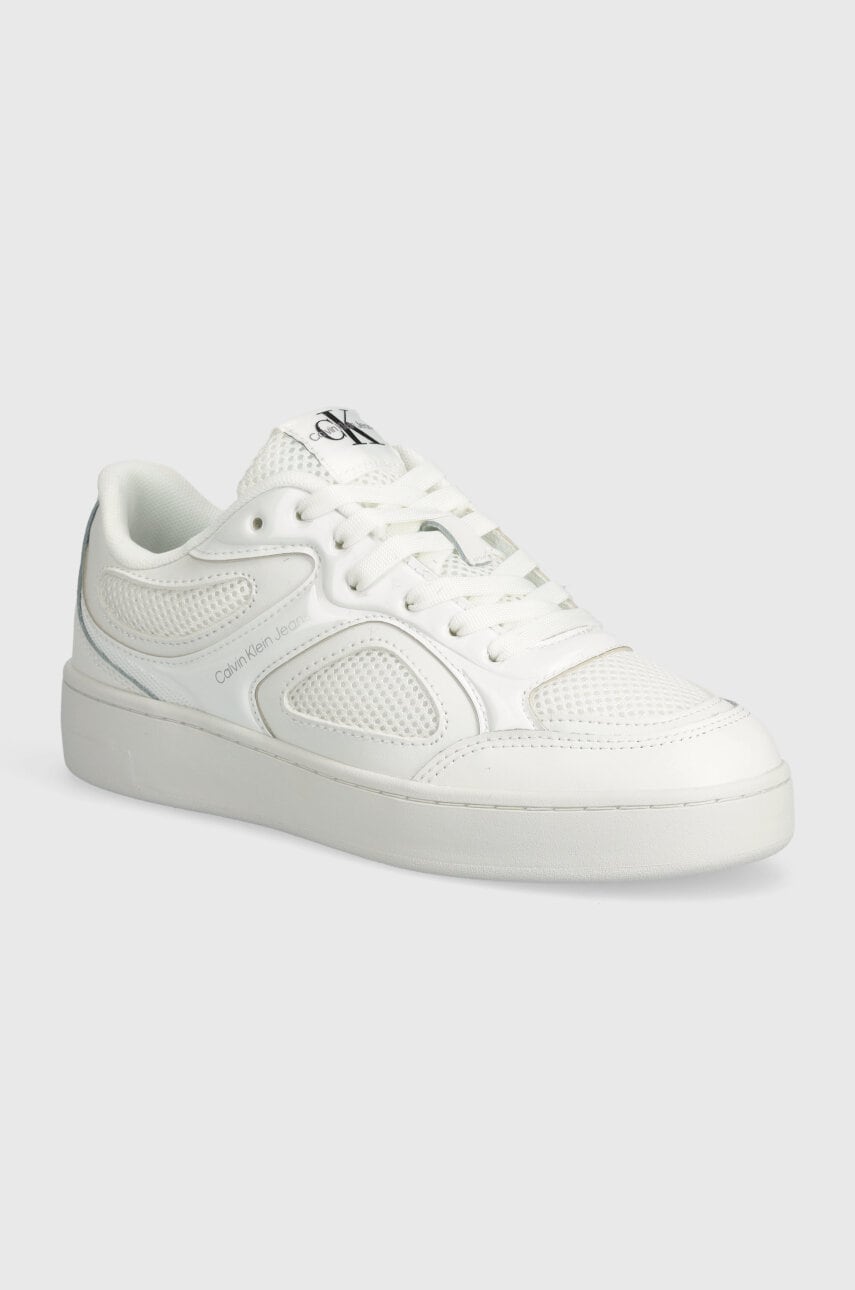 Levně Tenisky Calvin Klein Jeans BASKET CUPSOLE LOW MIX IN MET bílá barva, YW0YW01387