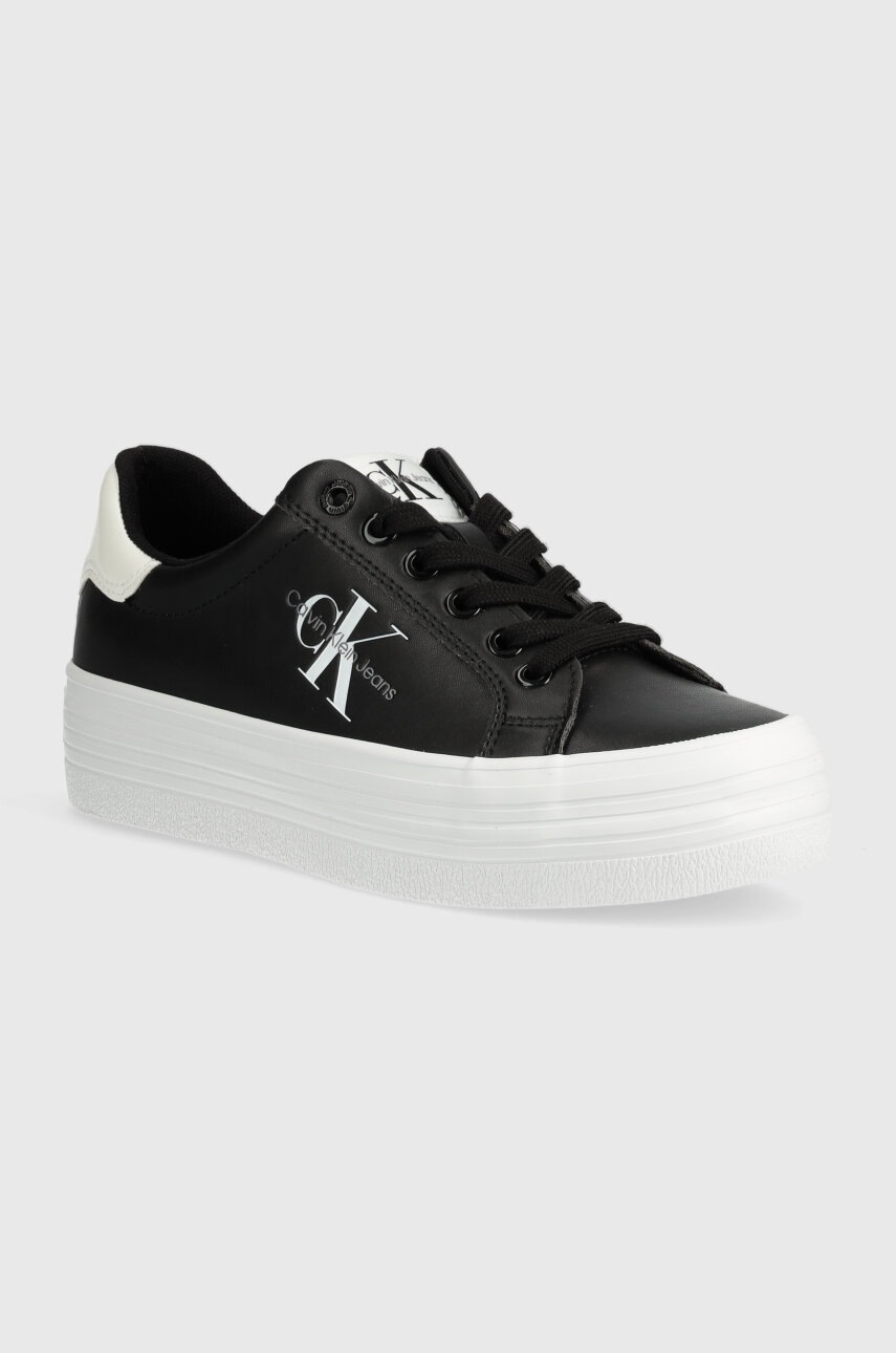 Levně Sneakers boty Calvin Klein Jeans BOLD VULC FLATF LACE LTH MET černá barva, YW0YW01393