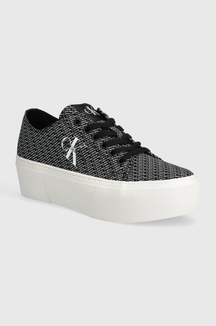 Levně Tenisky Calvin Klein Jeans FLATFORM+ CUPSOLE LOW LACE CS MR dámské, černá barva, YW0YW01420