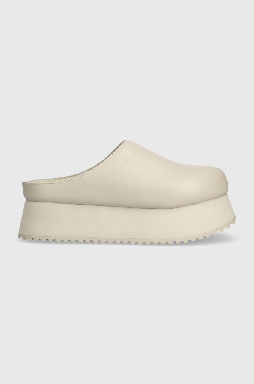 

Кожени чехли Calvin Klein Jeans CLOSE TOE FLATFORM MG UC в бежово с платформа YW0YW01440, Бежов
