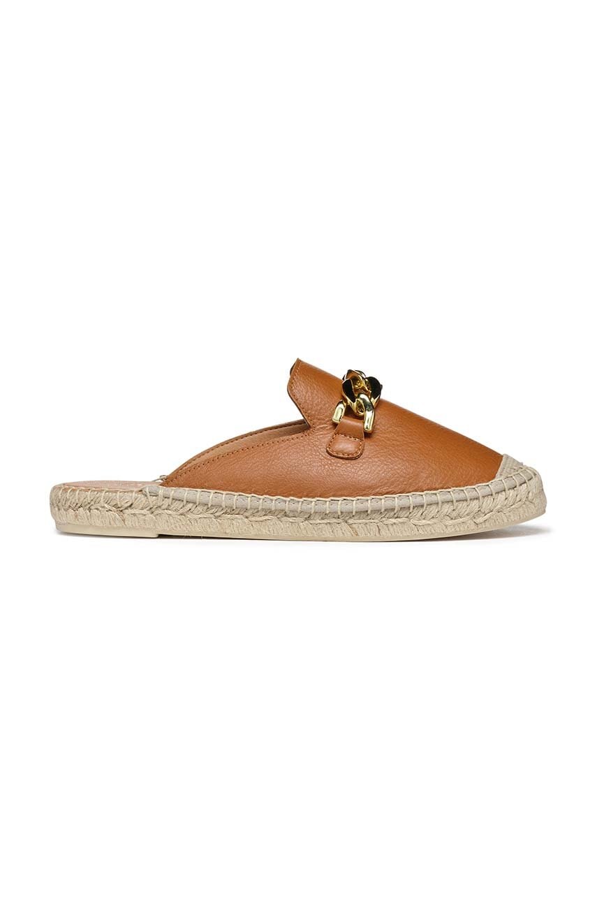 Levně Kožené espadrilky Geox D LAMPEDUSA B hnědá barva, D36V0B00085C6001