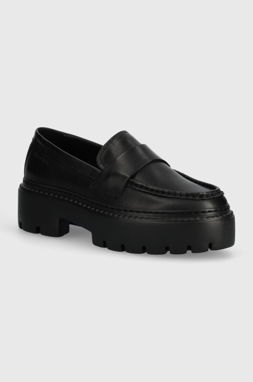 Marc O'Polo mocasini de piele femei, culoarea negru, cu platforma, 40118203201100 NN2M3071