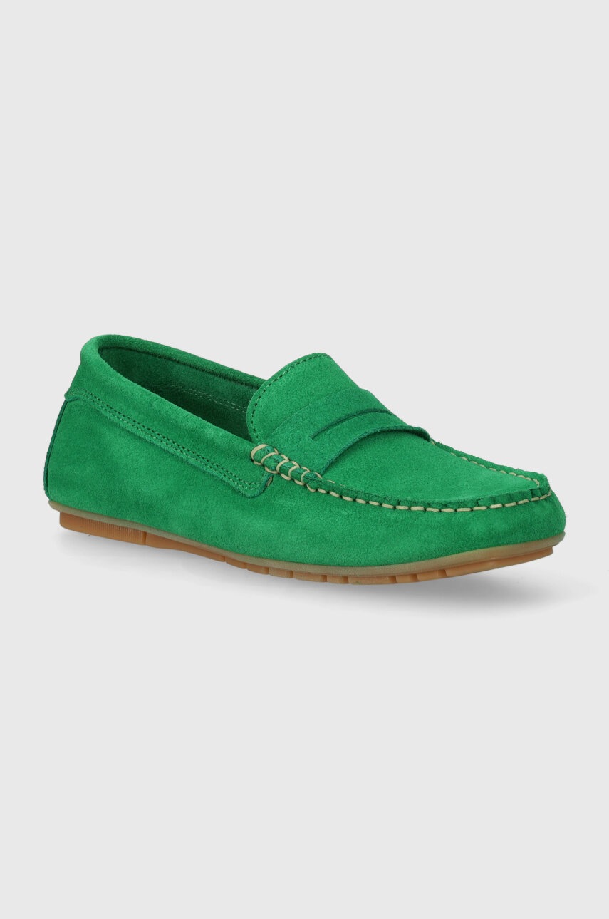 Marc O'Polo mocasini din piele intoarsa femei, culoarea verde, cu toc plat, 40214623103300 NN2M3065