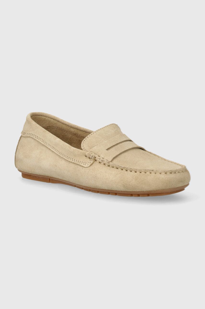 Marc O'Polo mocasini din piele intoarsa femei, culoarea bej, cu toc plat, 40214623103300 NN2M3012