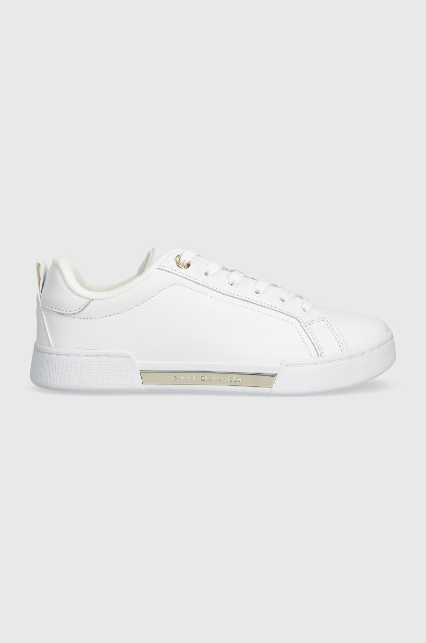 Levně Kožené sneakers boty Tommy Hilfiger CHIQUE COURT SNEAKER bílá barva, FW0FW07634