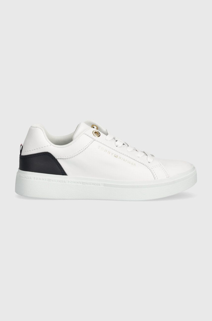 Levně Kožené sneakers boty Tommy Hilfiger ELEVATED ESSENTIAL COURT SNEAKER bílá barva, FW0FW07635