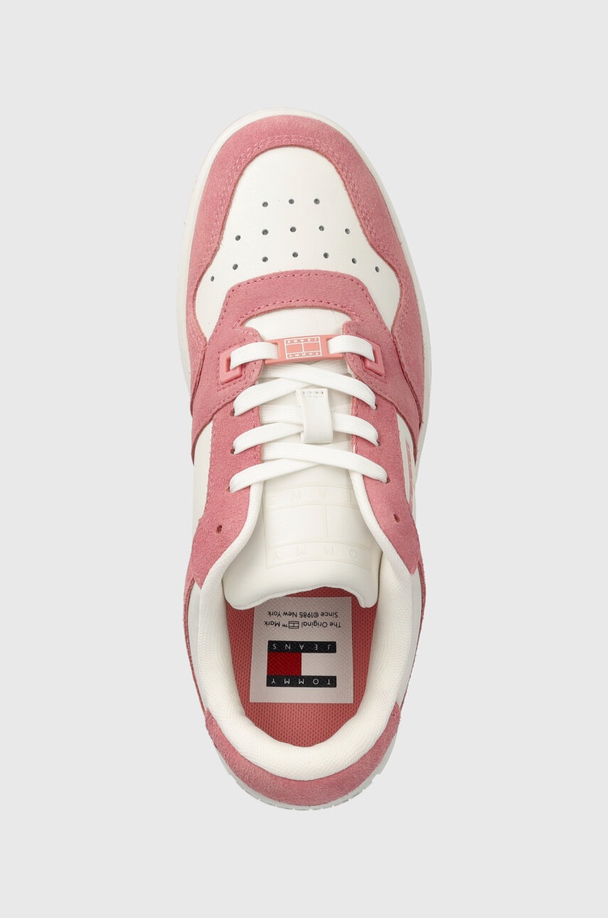 Кросівки Tommy Jeans TJW RETRO BASKET WASHED SUEDE колір рожевий EN0EN02486 