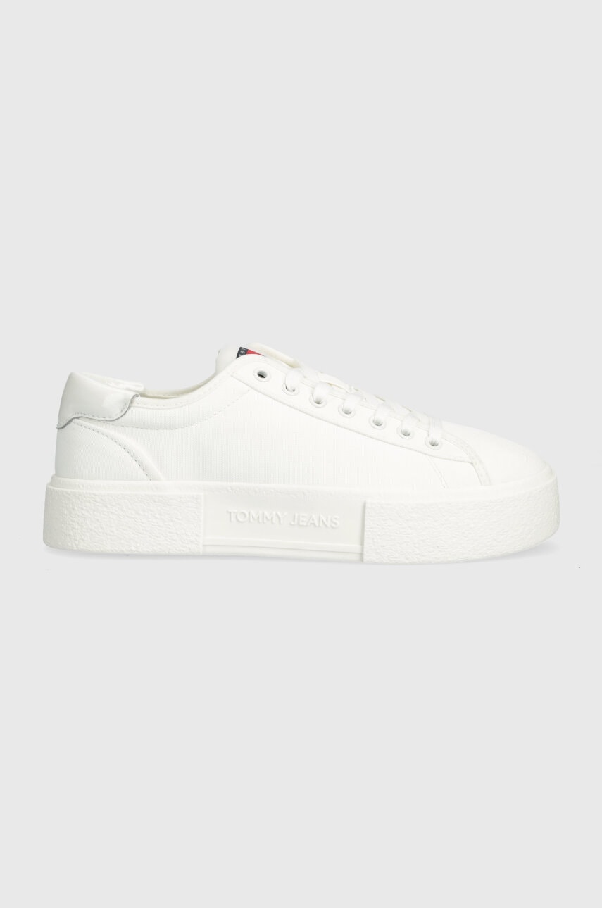 Tenisky Tommy Jeans TJW FOXING FLATFORM SNEAKER dámské, bílá barva, EN0EN02480