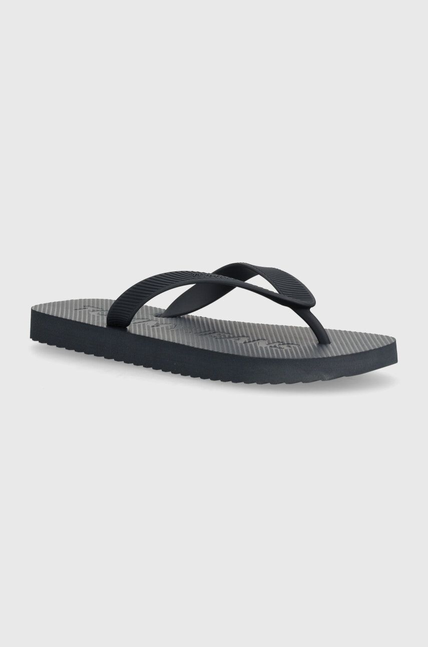 Tommy Jeans slapi TJW LOGO FLIP FLOP femei, culoarea albastru marin, cu toc plat, EN0EN02447