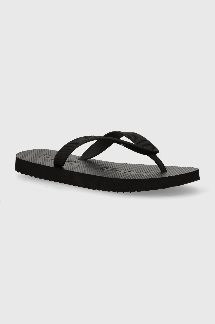 Tommy Jeans slapi TJW LOGO FLIP FLOP femei, culoarea negru, cu toc plat, EN0EN02447