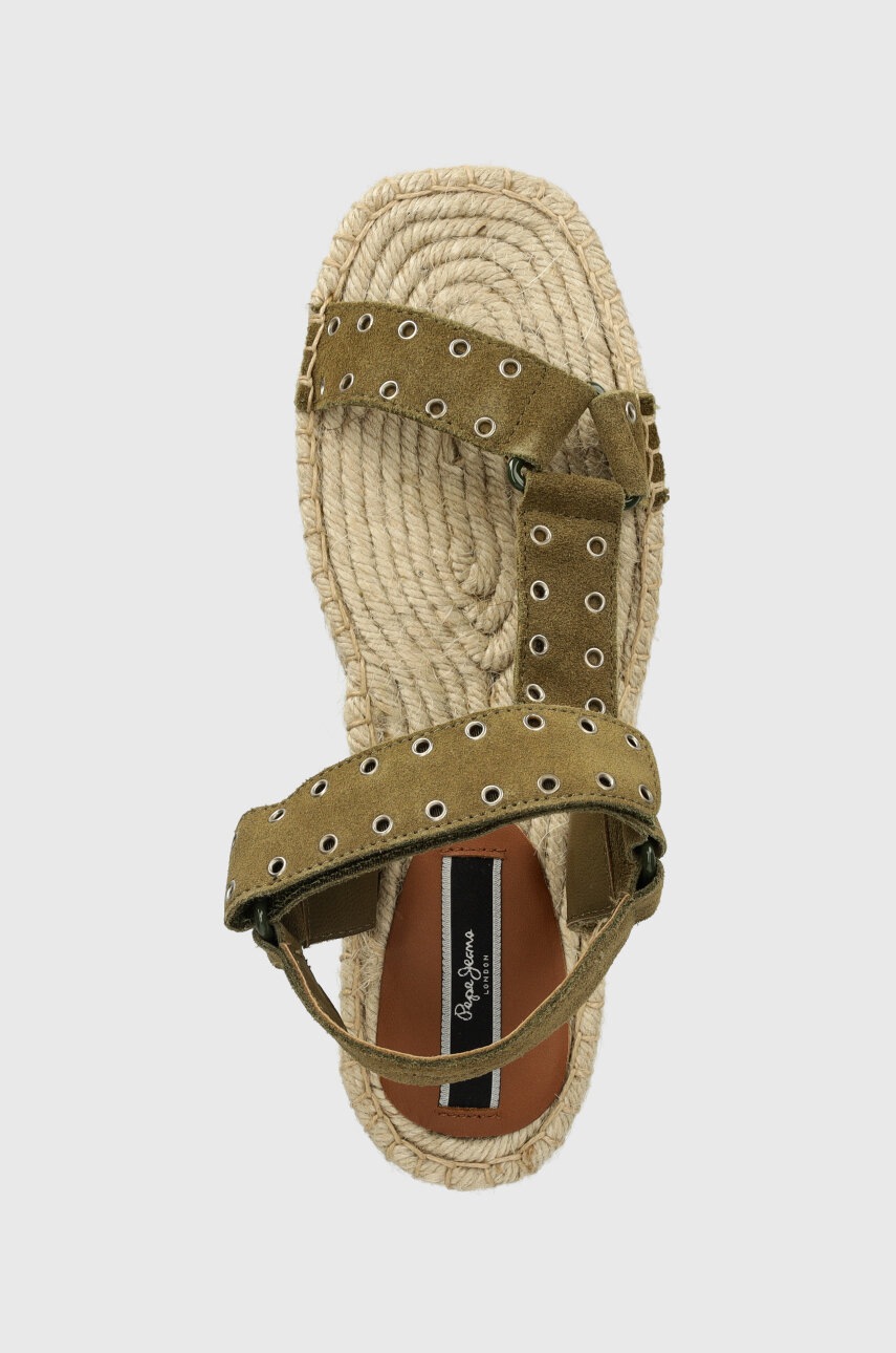 Σανδάλια σουέτ Pepe Jeans PLS90660 χρώμα: πράσινο, TRACY RESORT φωτογραφία