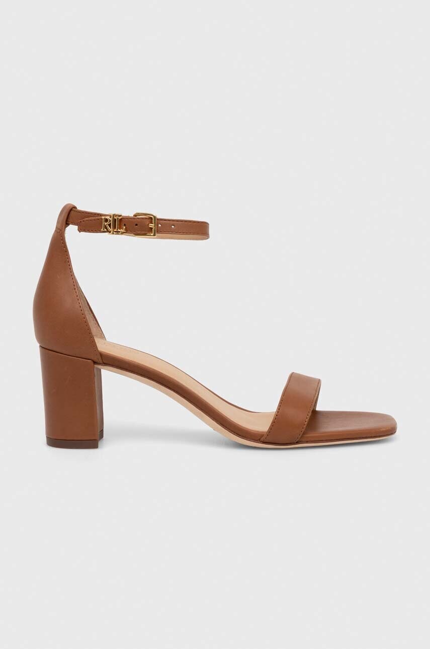 Δερμάτινα σανδάλια Lauren Ralph Lauren Logan χρώμα: καφέ, 802927949002 φωτογραφία