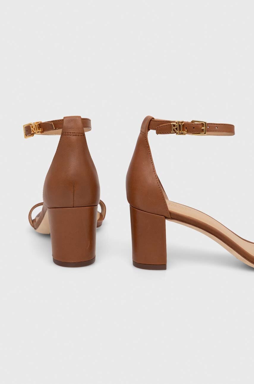 Δερμάτινα πέδιλα Lauren Ralph Lauren Logan χρώμα: καφέ, 802927949002 φωτογραφία