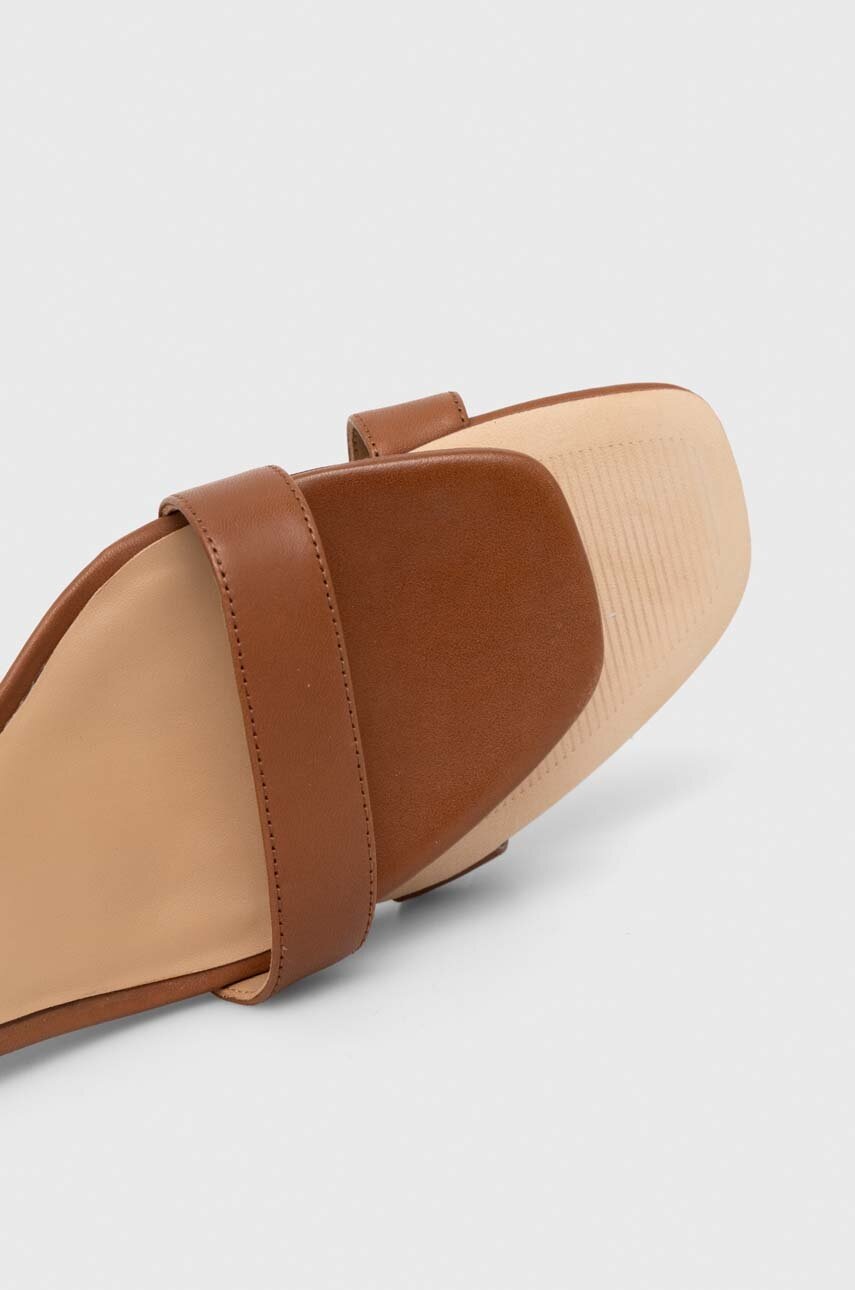 Δερμάτινα πέδιλα Lauren Ralph Lauren Logan χρώμα: καφέ, 802927949002 φωτογραφία