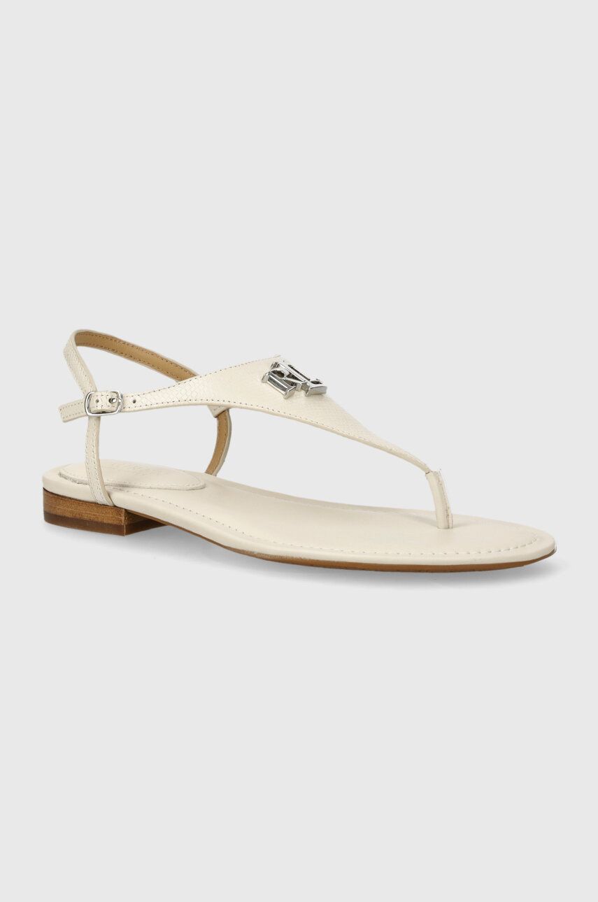 Levně Kožené sandály Lauren Ralph Lauren Ellington dámské, béžová barva, 802935549002