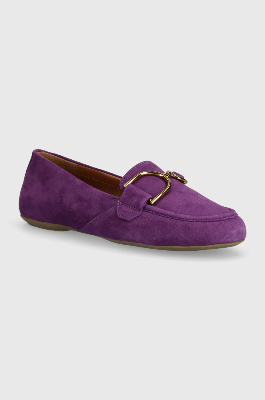 Geox mocasini din piele intoarsa D PALMARIA femei, culoarea violet, cu toc plat, D45MUJ 00021 C8000