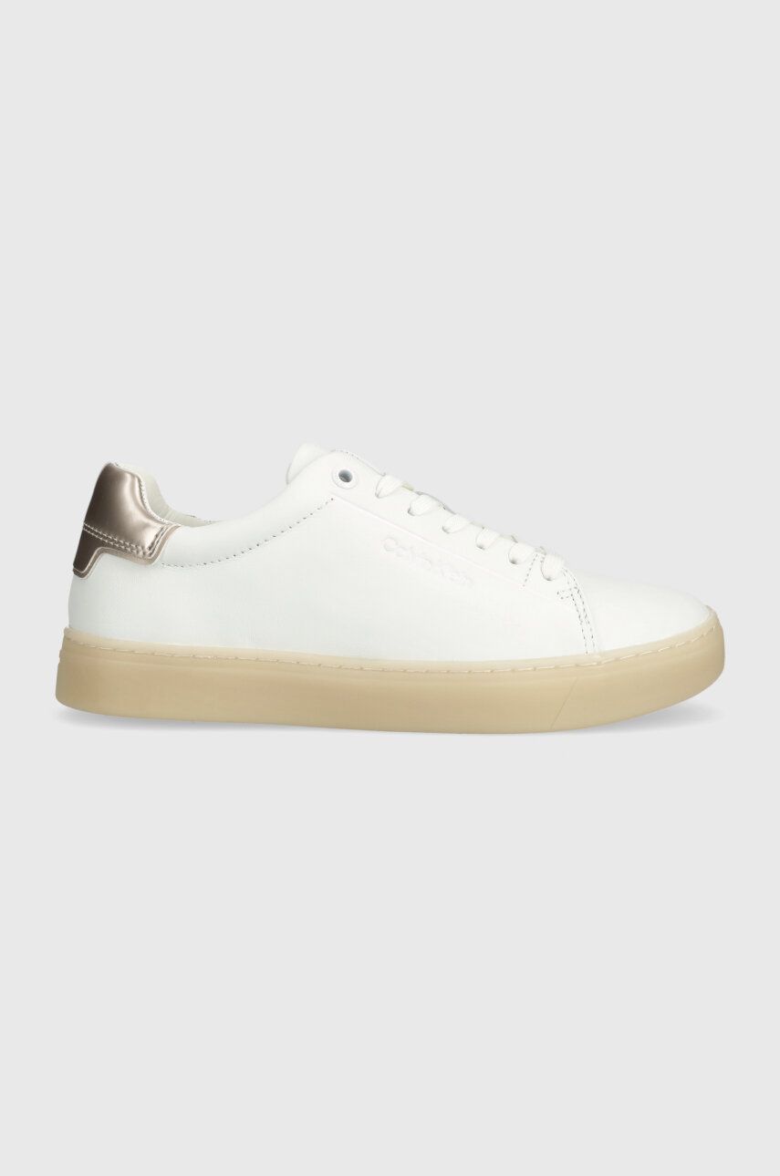 Kožne Tenisice Calvin Klein CUPSOLE LACE UP PEARL Boja: Bijela, HW0HW01897