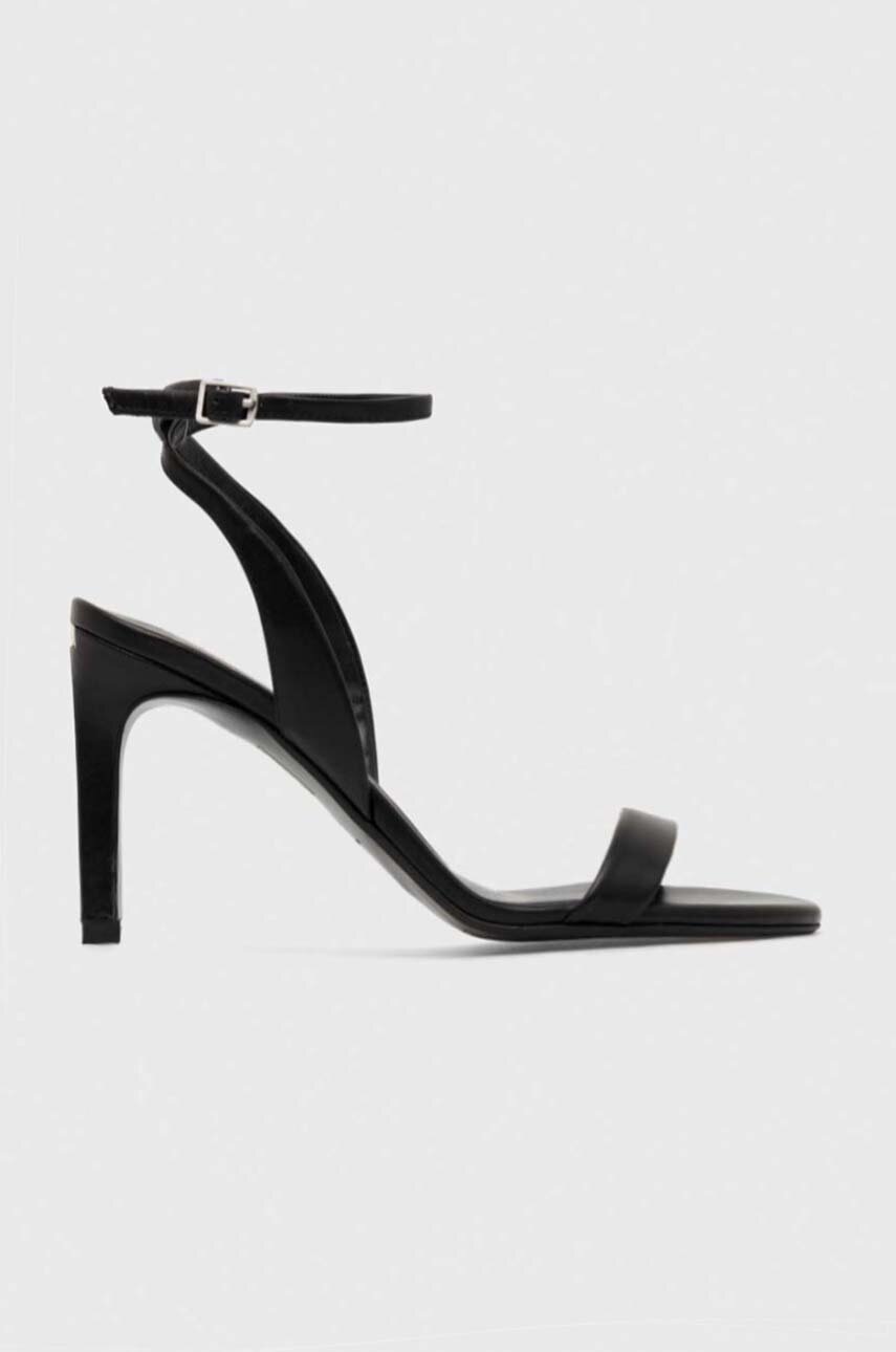 

Кожени сандали Calvin Klein HEEL SANDAL 90 LTH в черно HW0HW01945, Черен