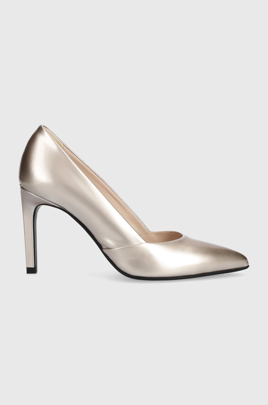 Levně Kožené lodičky Calvin Klein HEEL PUMP 90 PEARL růžová barva, HW0HW02027