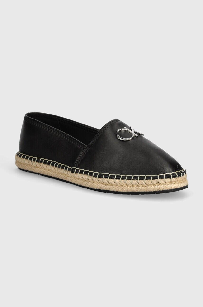 

Кожени еспадрили Calvin Klein ESPADRILLE RE LOCK LEATHER в черно HW0HW02036, Черен