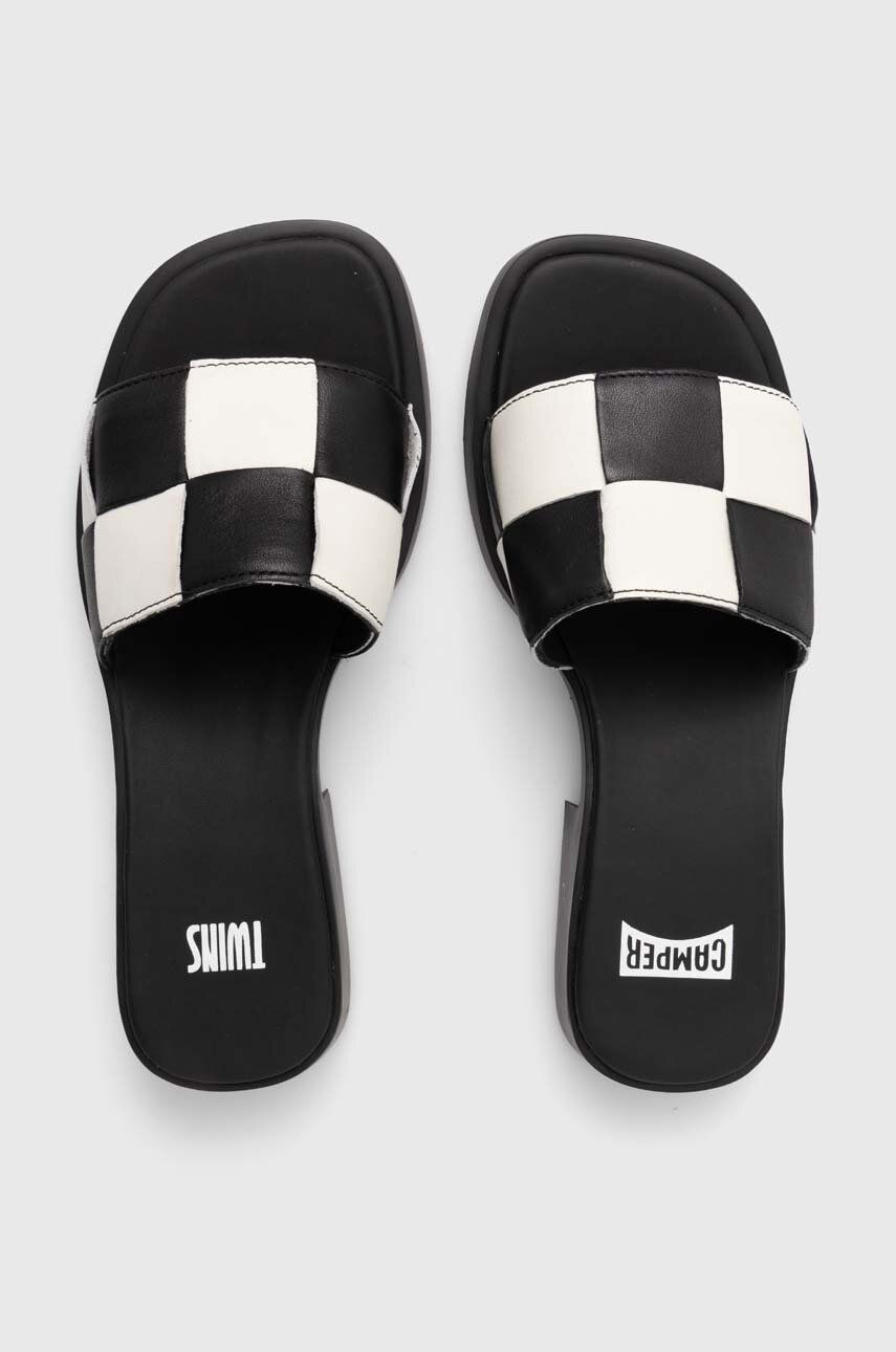 Camper slapi de piele TWS femei, culoarea negru, cu platforma, K201603.003