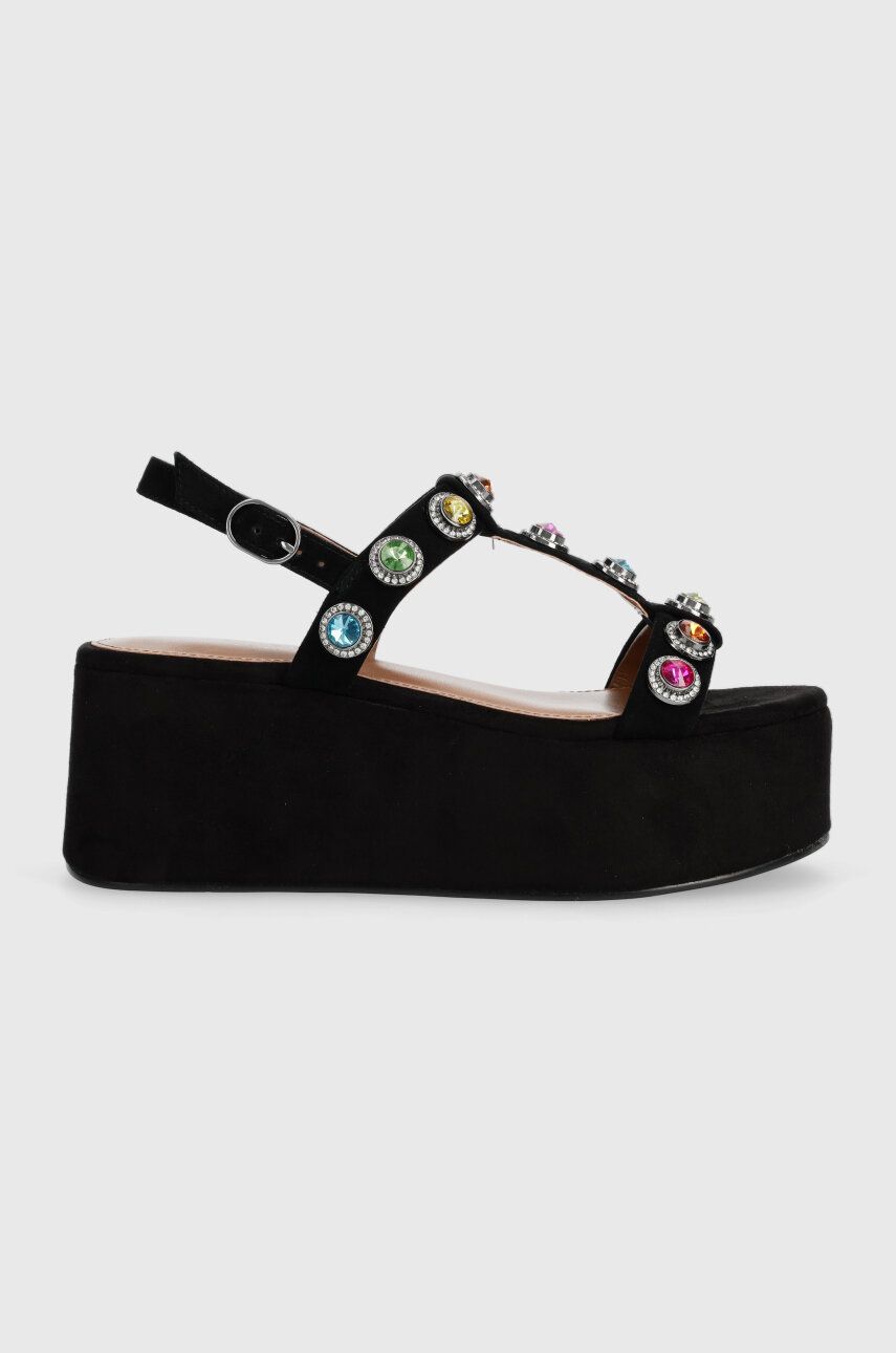 Kurt Geiger London sandale din piele intoarsa Octavia Platform femei, culoarea negru, cu platforma, 9991300209
