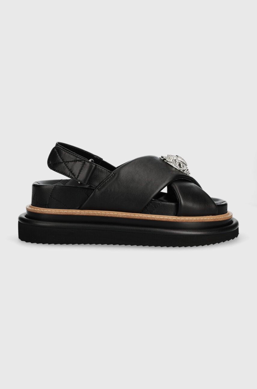Kurt Geiger London sandale de piele Orson Cross Strap Sandal femei, culoarea negru, cu platformă 2028900309