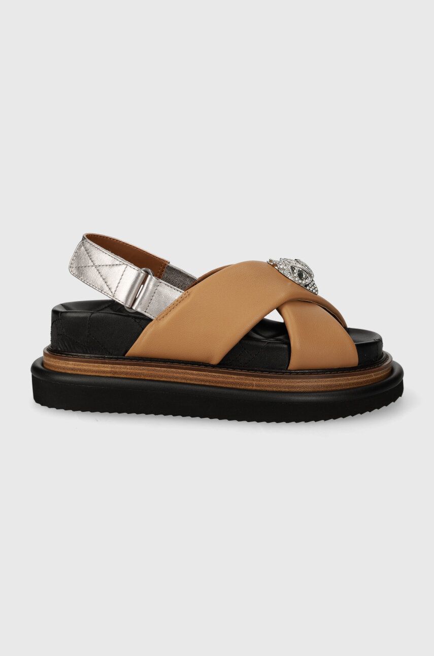 Kurt Geiger London sandale de piele Orson Cross Strap Sandal femei, culoarea bej, cu platformă 9992200109
