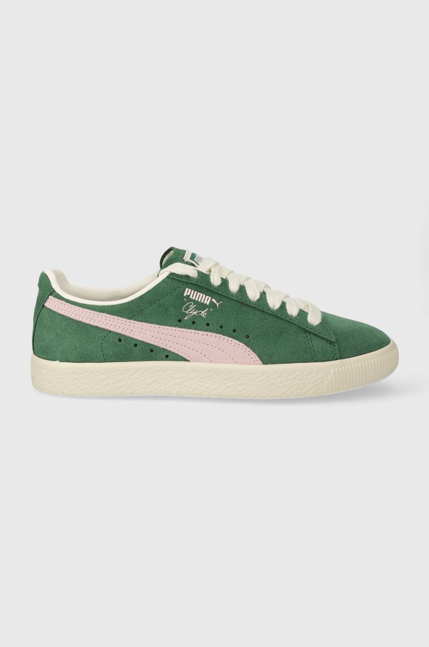 Puma sneakers din piele întoarsă Clyde OG culoarea verde 396463
