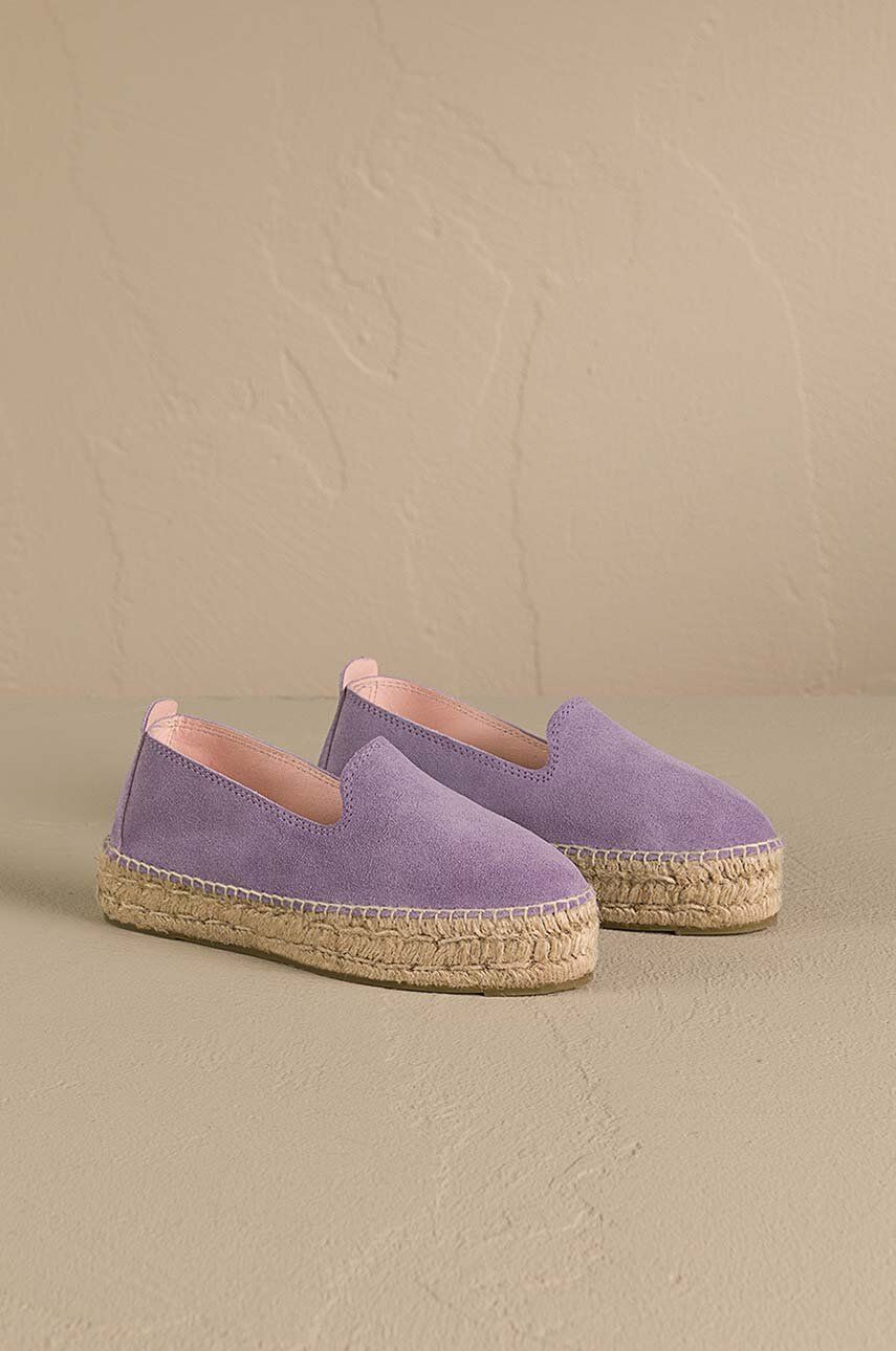 Manebi espadrile din piele intoarsa Hamptons Double Sole Espadrilles culoarea violet, cu platforma, R 6.3 D0