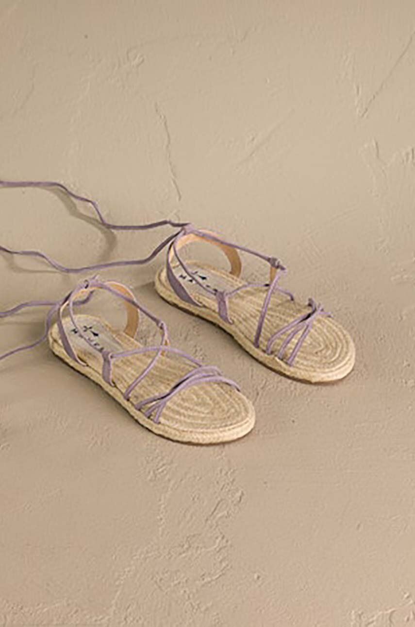 Manebi sandale din piele intoarsa Lace-Up Sandals femei, culoarea violet, P 7.4 Y0