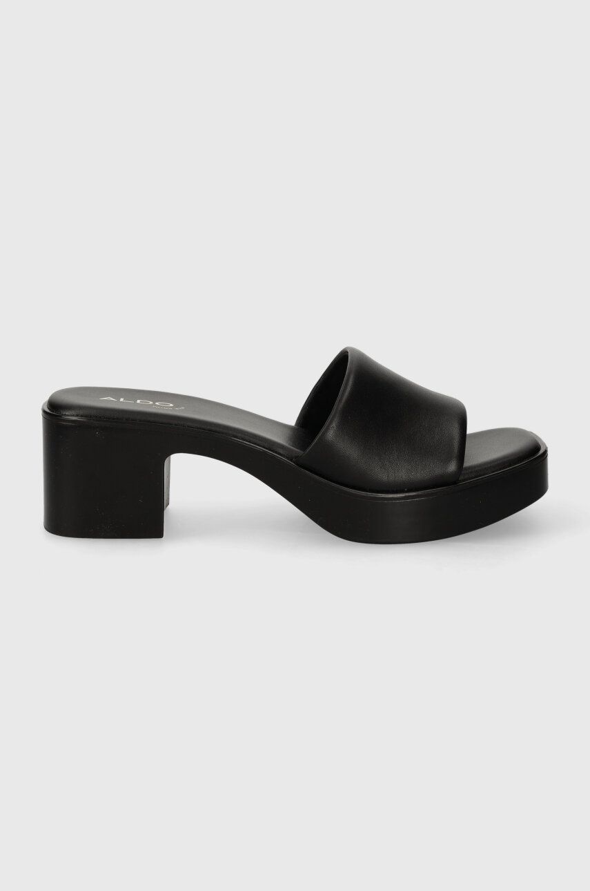 Aldo slapi de piele Babbie femei, culoarea negru, cu toc drept, 13743841.Babbie