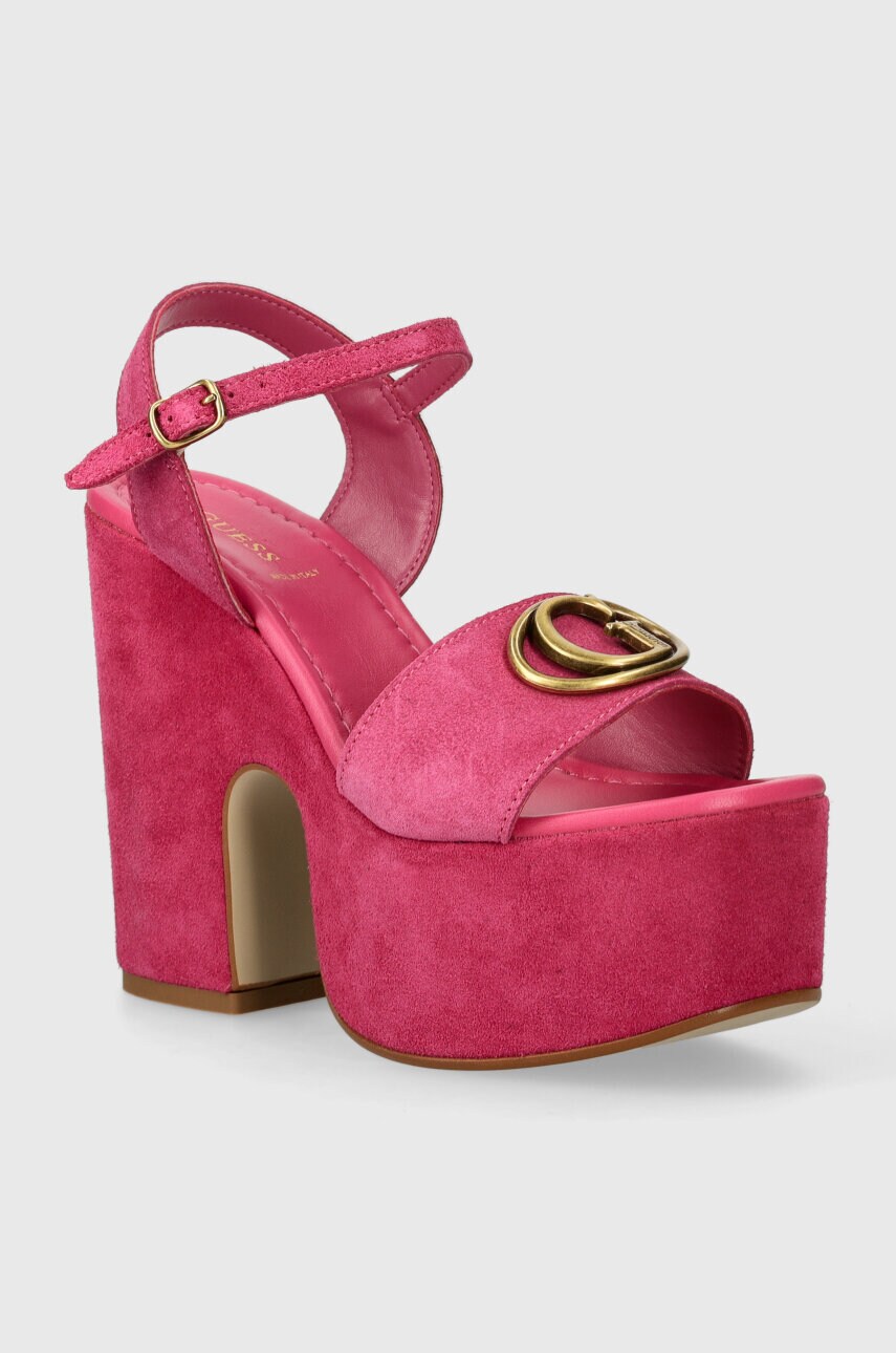 Levně Semišové sandály Guess CLODY růžová barva, FLJCLO SUE04