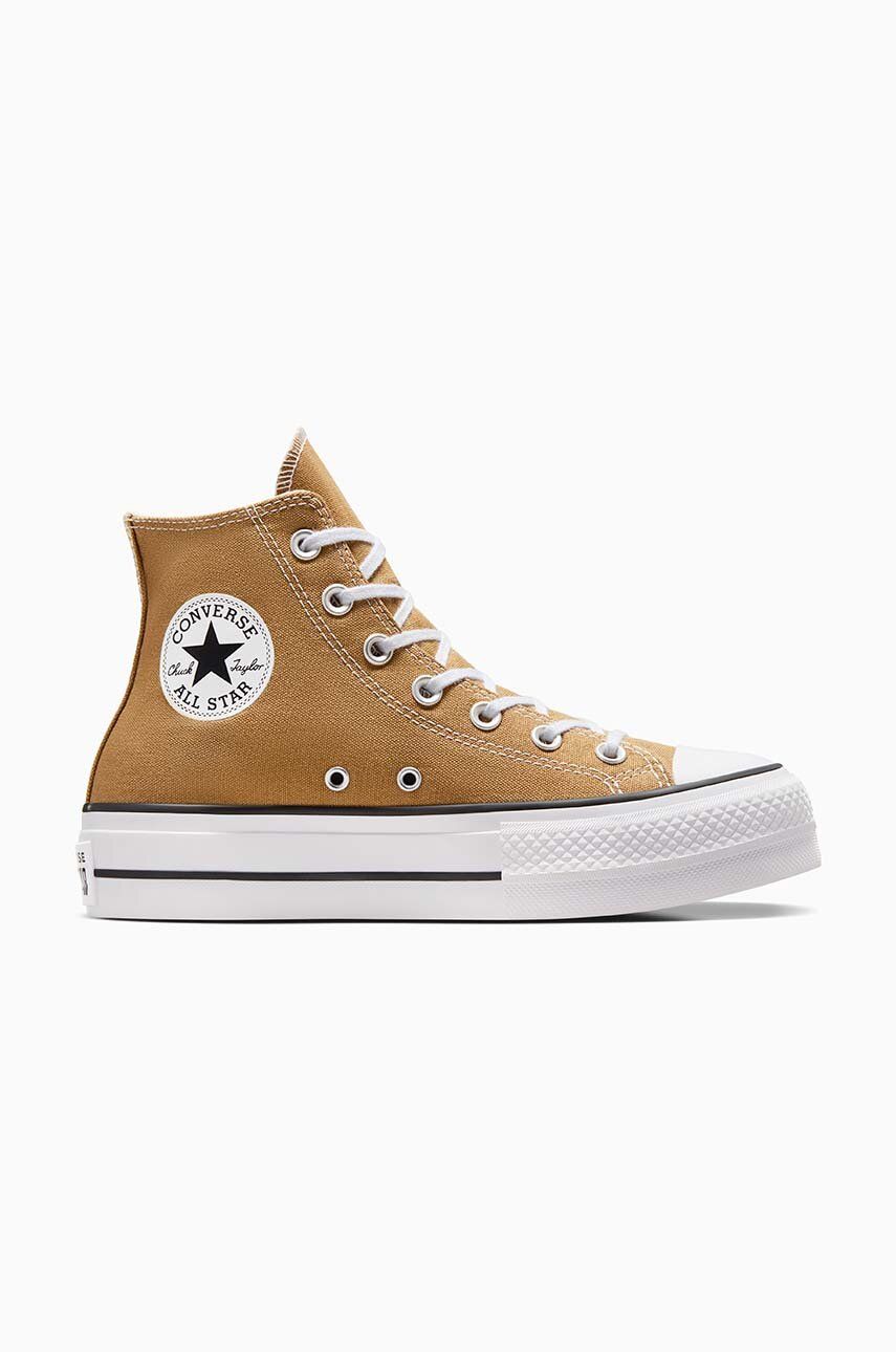 Converse tenisi Chuck Taylor All Star Lift femei, culoarea bej, A07210C