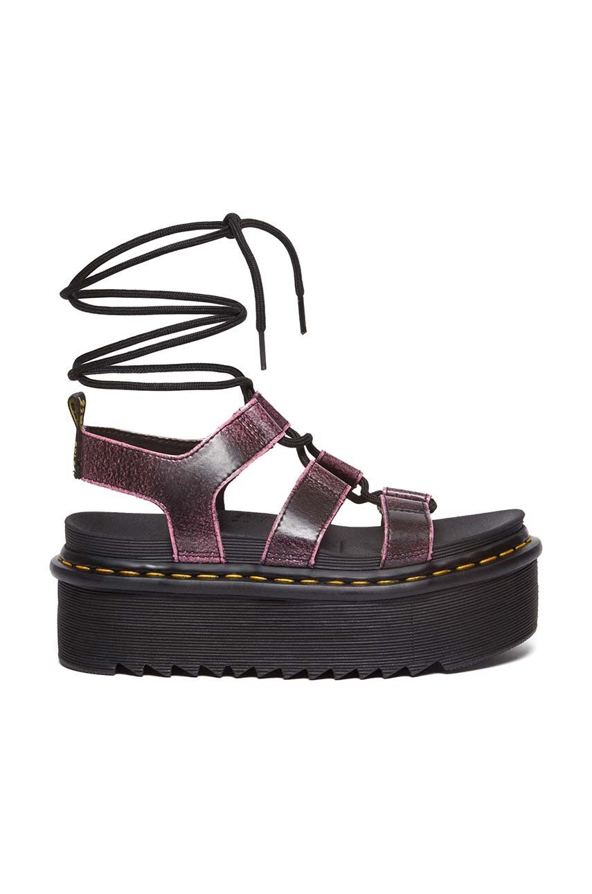 Levně Kožené sandály Dr. Martens Nartilla XL dámské, růžová barva, na platformě, DM31540379