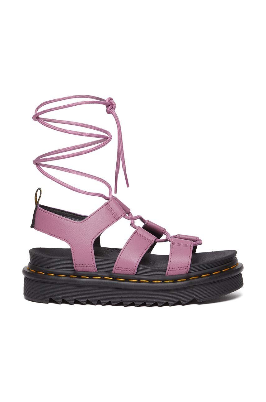 Dr. Martens sandale de piele Nartilla femei, culoarea roz, cu platforma, DM31617765