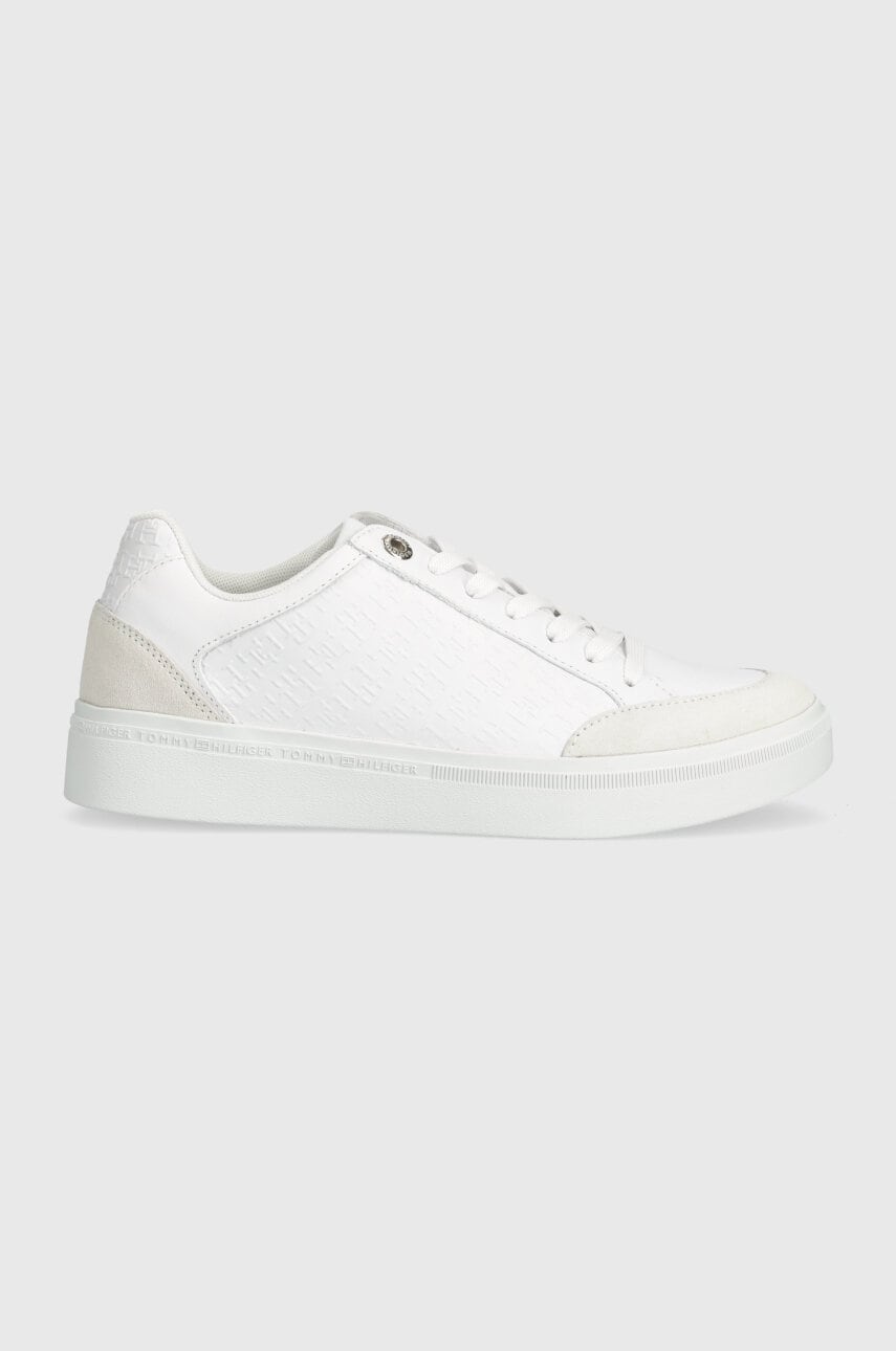 Levně Kožené sneakers boty Tommy Hilfiger COURT SNEAKER MONOGRAM bílá barva, FW0FW07812