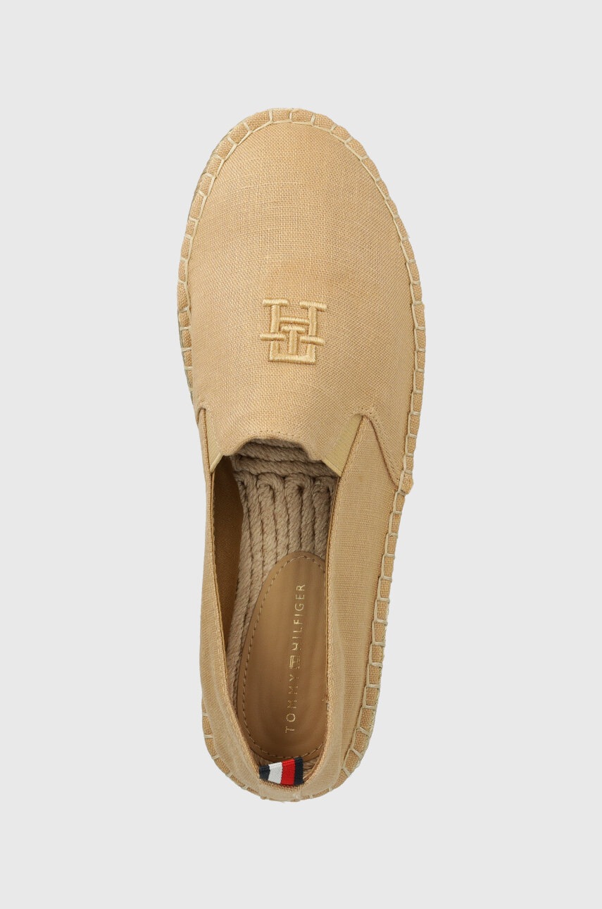 Еспадрилі Tommy Hilfiger TH EMBROIDERED GOLD FLATFORM колір бежевий на платформі FW0FW08061 