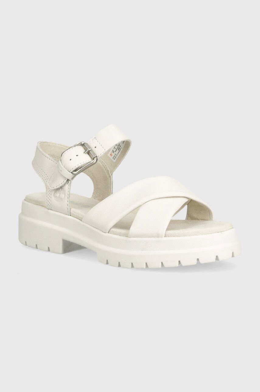 Timberland sandale de piele London Vibe femei, culoarea alb, cu platforma, TB0A62ACEM21