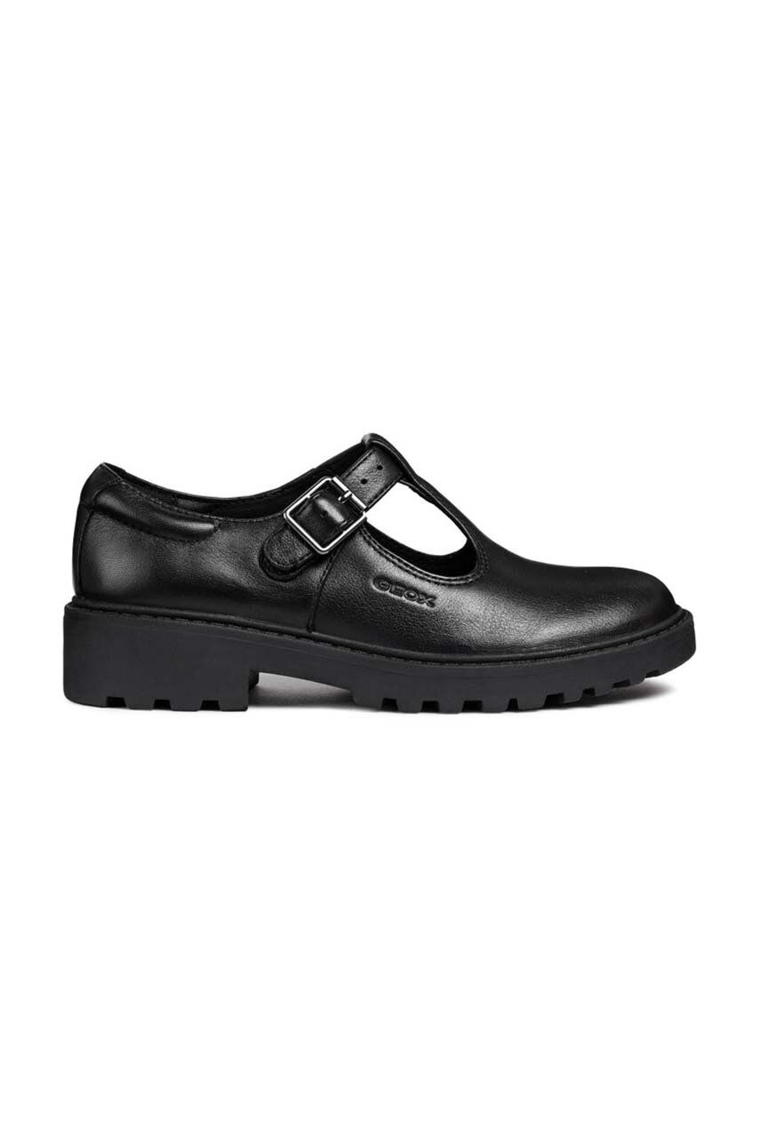 Geox pantofi de piele CASEY femei, culoarea negru, cu toc plat, J8420E 00043 C9999