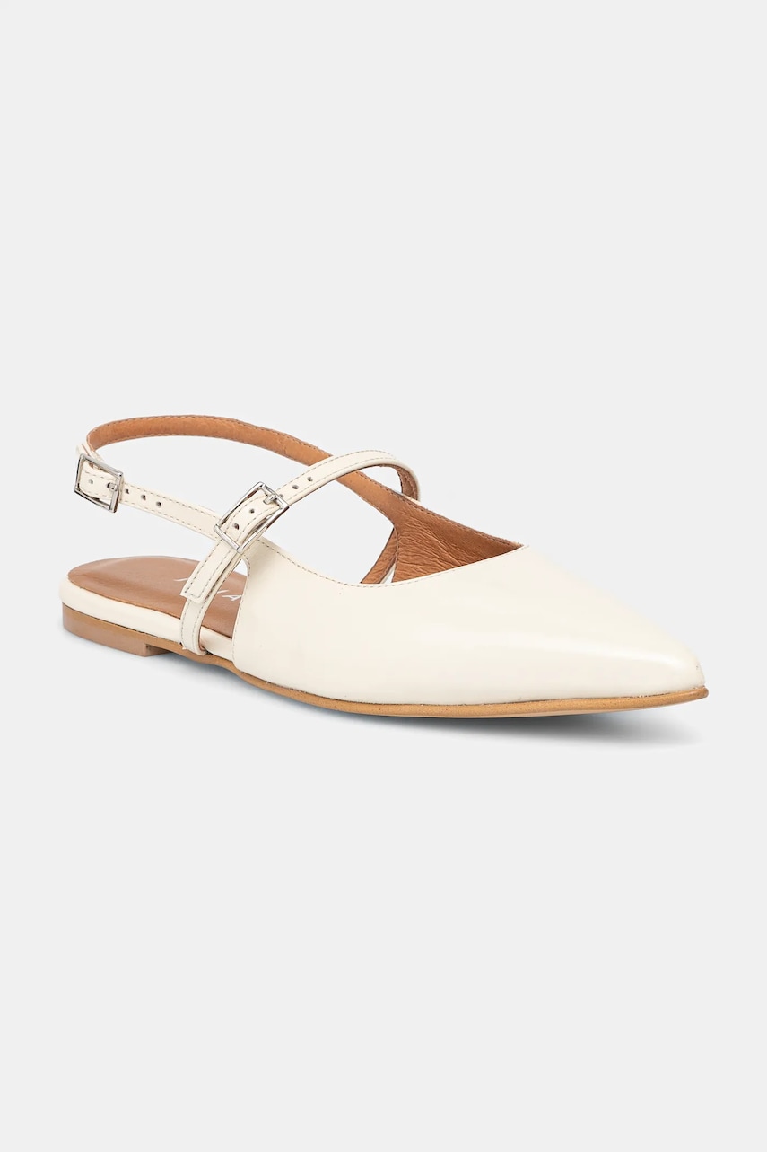 Jonak balerini de piele DURA culoarea bej, cu toc deschis, 3400226