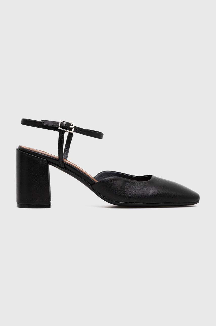 Jonak pantofi de piele DANINO culoarea negru, cu toc drept, cu toc deschis, 3400159