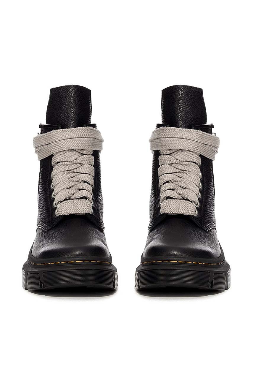 Rick Owens botki skórzane x Dr. Martens 1460 Jumbo Lace Boot damskie kolor czarny na płaskim obcasie DW01D7810