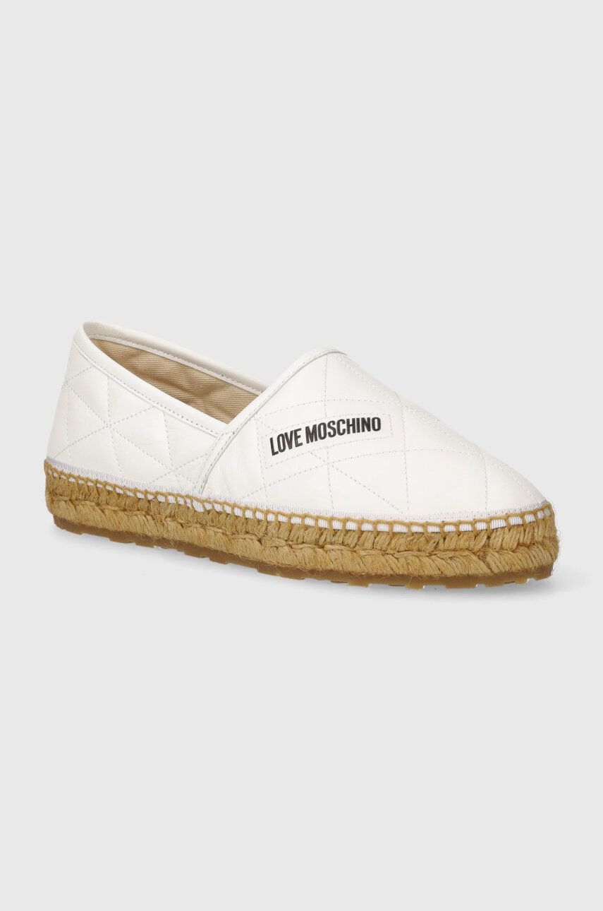 Love Moschino espadrile de piele culoarea alb, JA10582G0IIE0100