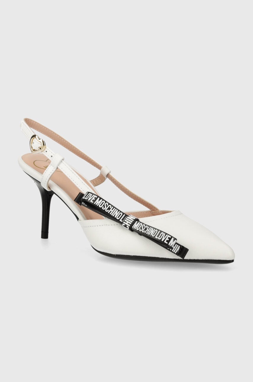 Love Moschino stilettos de piele culoarea alb, JA10607G0IIE0100